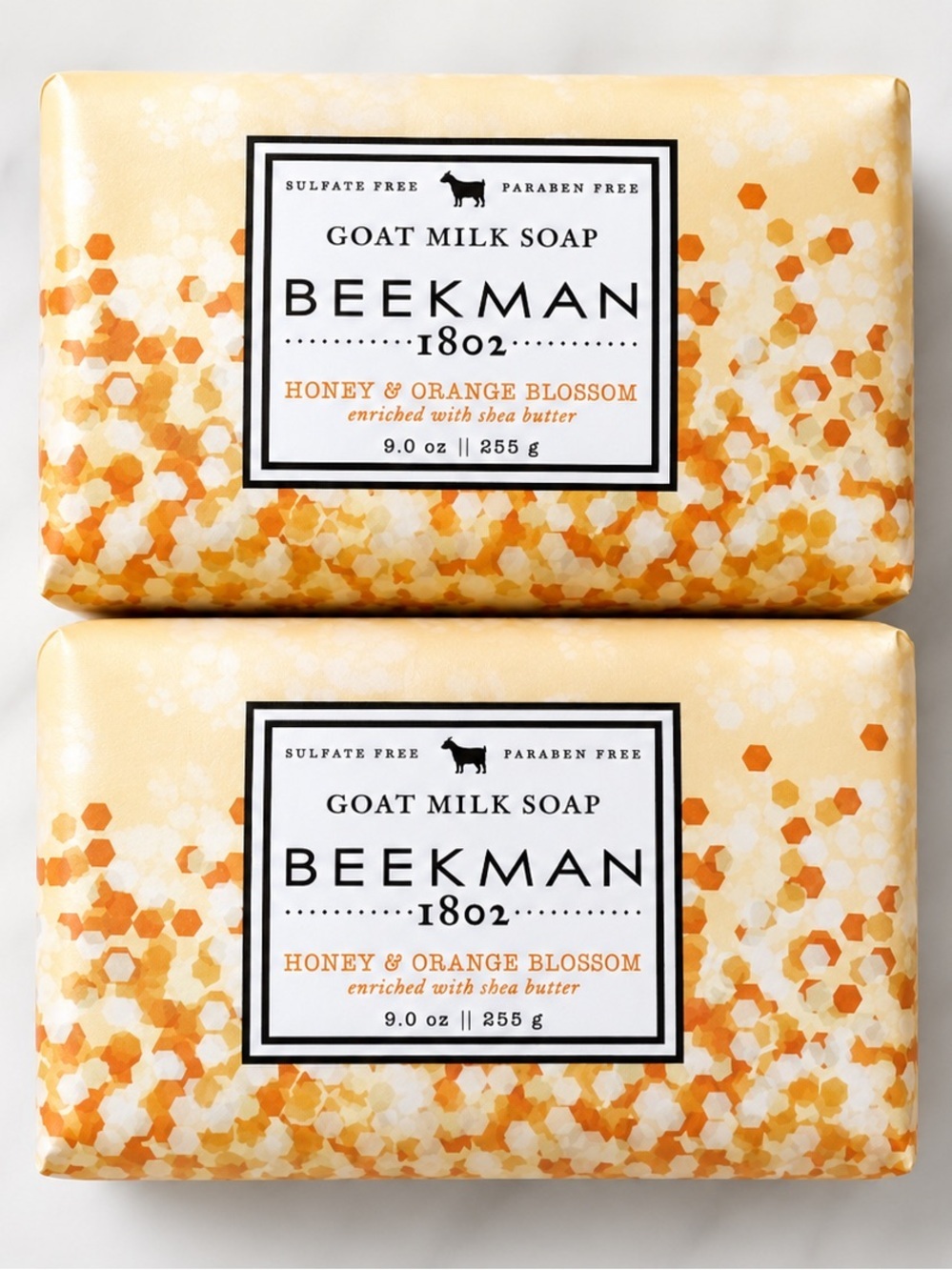 Beekman 1802 Goat Milk Soap (HONEY & ORANGE) LOT OF 2! Huge 9 oz. Each
